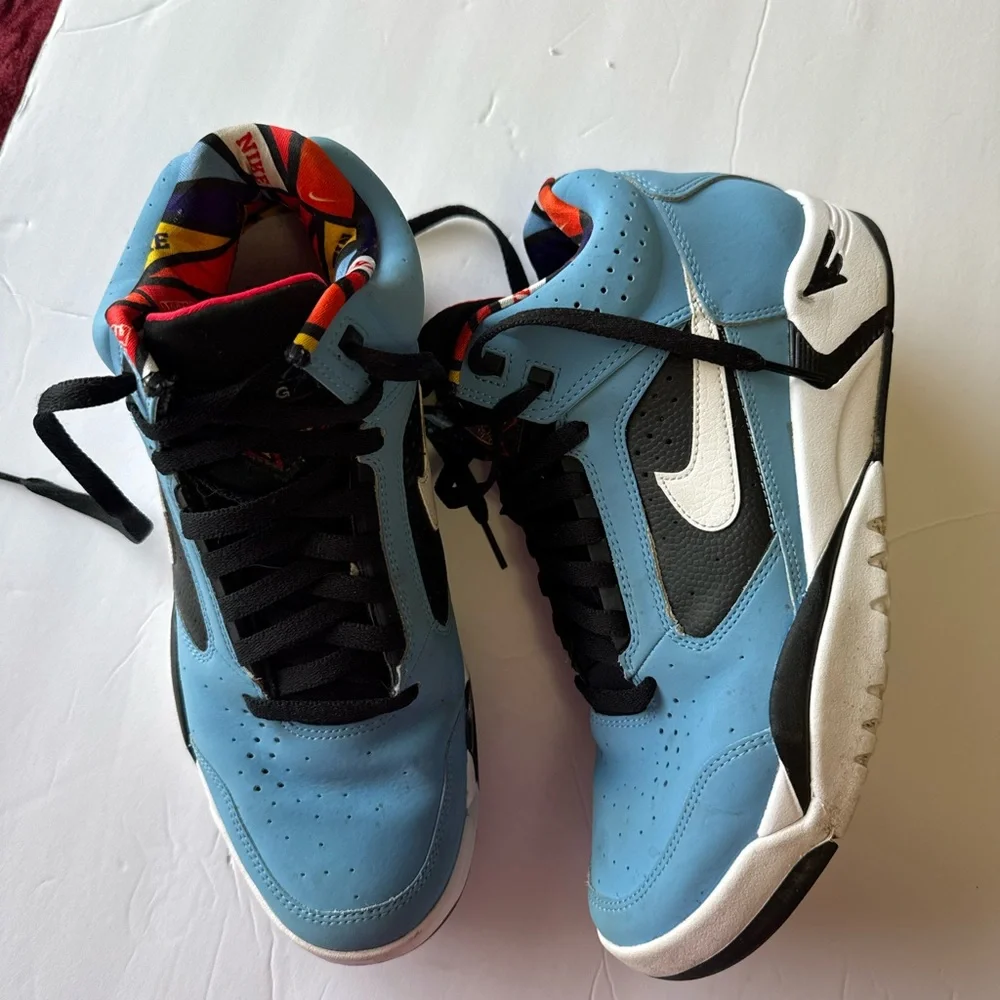 NIKE Air Flight Lite Mid Basketball Shoes University Blue White Black size 8.5 - Picture 1 of 5